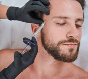 eauty salon customer getting a dermal filler injection